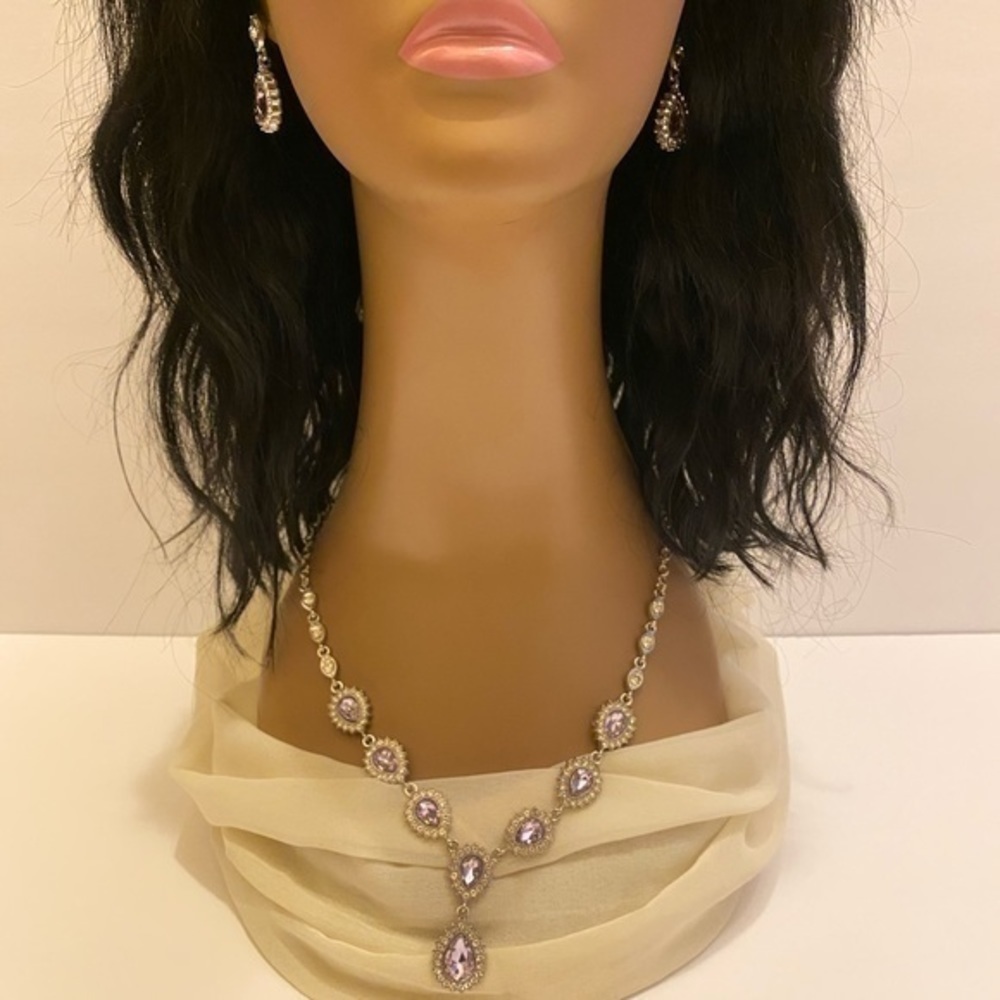 Lilac glass Austrian Crystal set - Picture 2 of 9